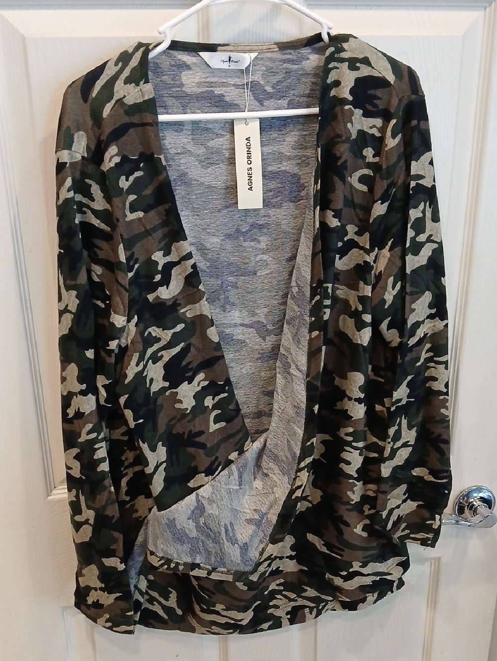 Agnes Orinda Women's Camo Open-Front Cardigan - Green Camo